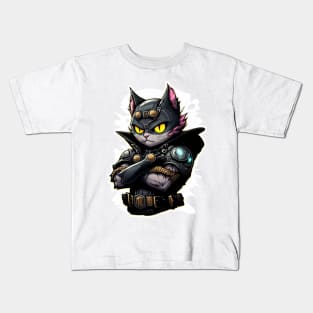 Vigilante Cat Dark Avenger Superhero Kids T-Shirt